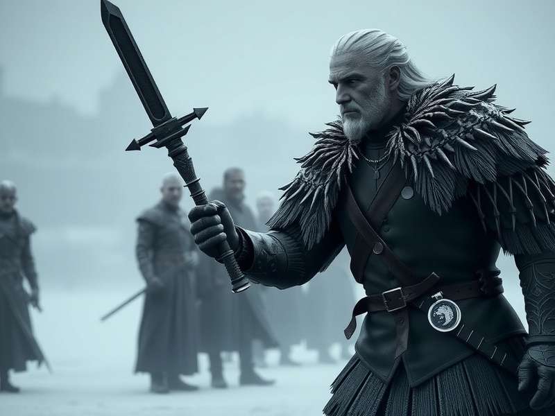 Jon Snow in Game of Thrones standing at the Wall in his Night's Watch attire