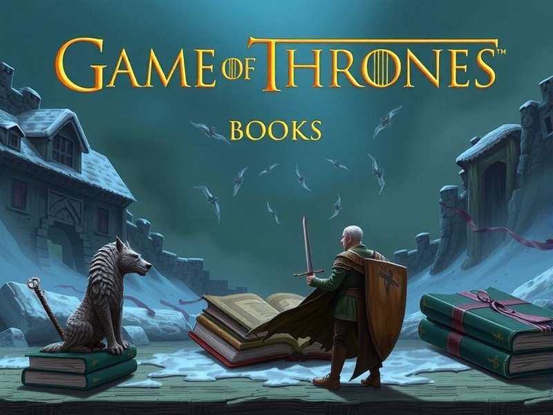 A collection of Game of Thrones books with a goblet and candle