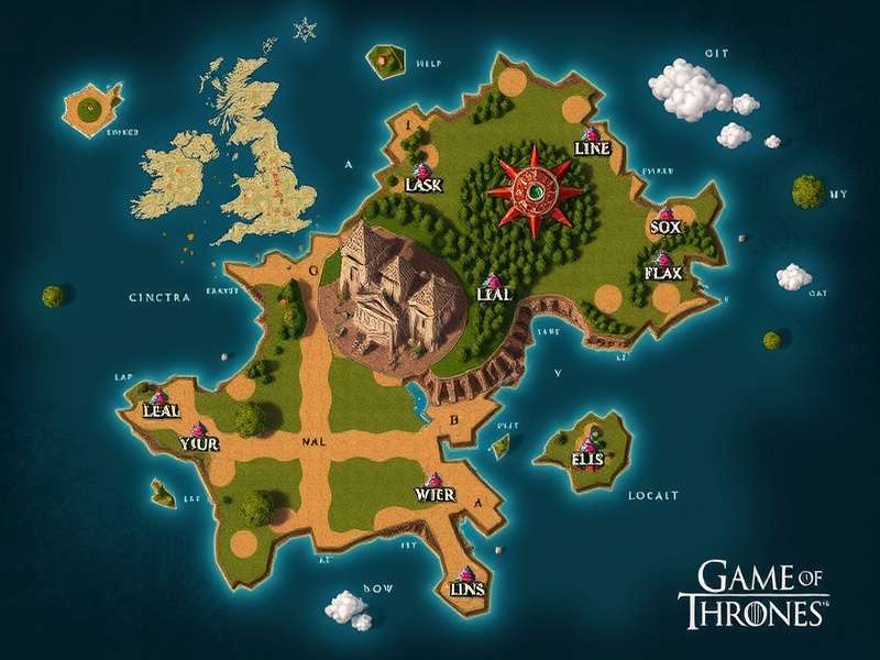Detailed Game of Thrones map showing Westeros and Essos