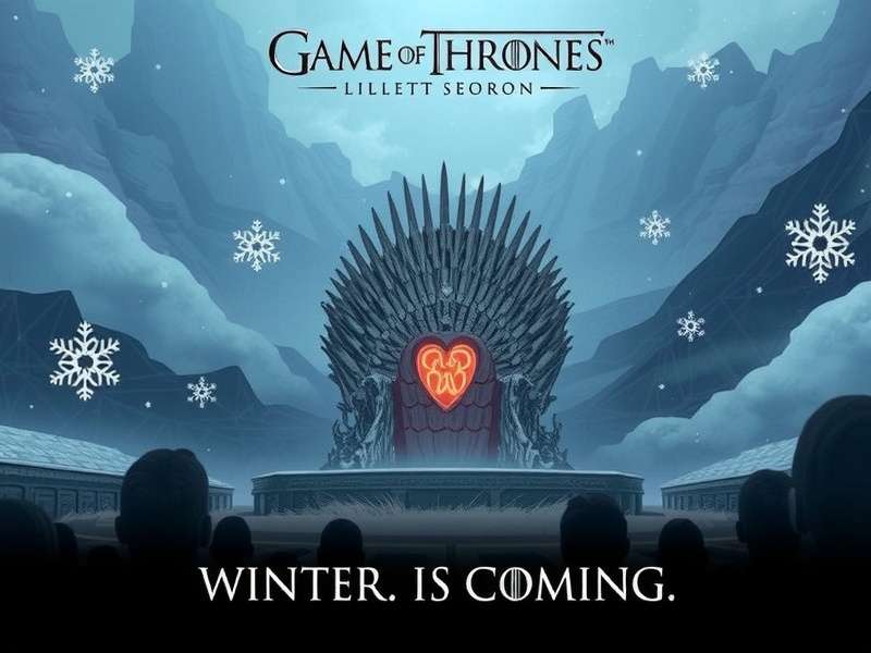 A dramatic scene from Game Of Thrones Winter Is Coming showing the battle for Winterfell with armies and dragons.